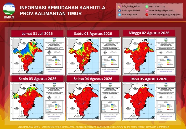 Data sebaran titik panas di Kaltim. (BMKG Kaltim)