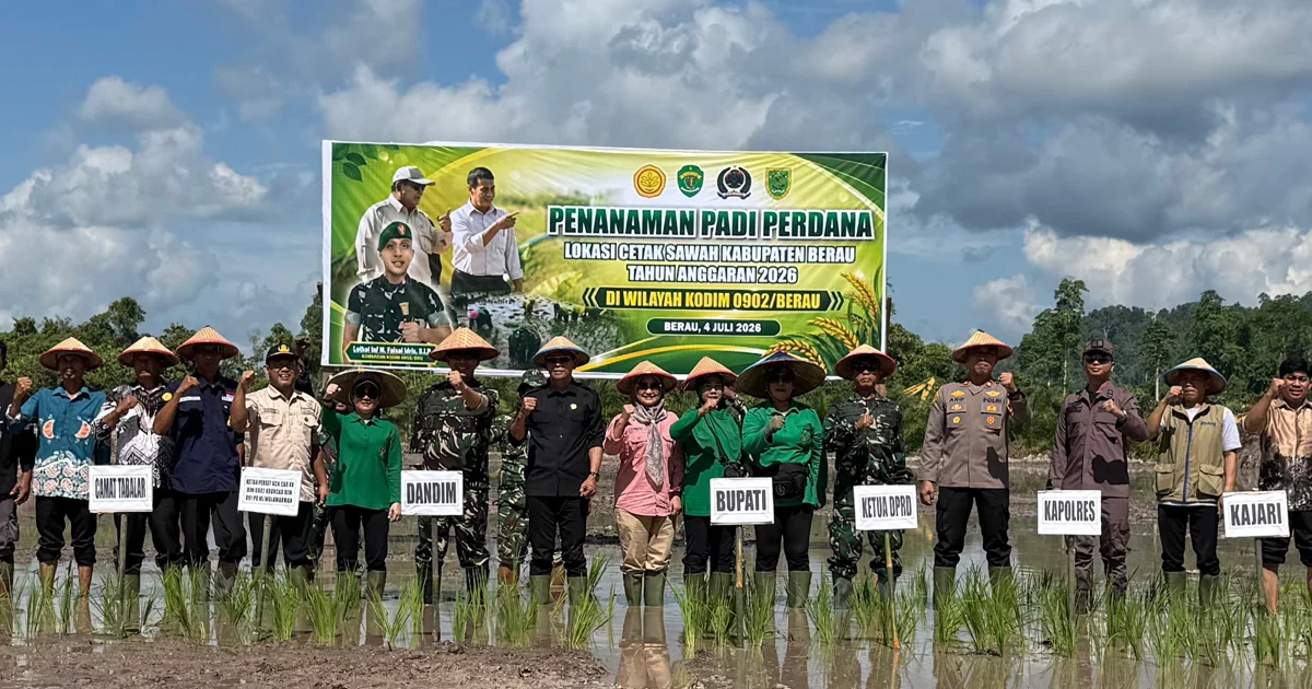 Cetak Sawah Baru di Tabalar, Kodim 0902/Berau Optimis Tingkatkan Produktivitas Pangan