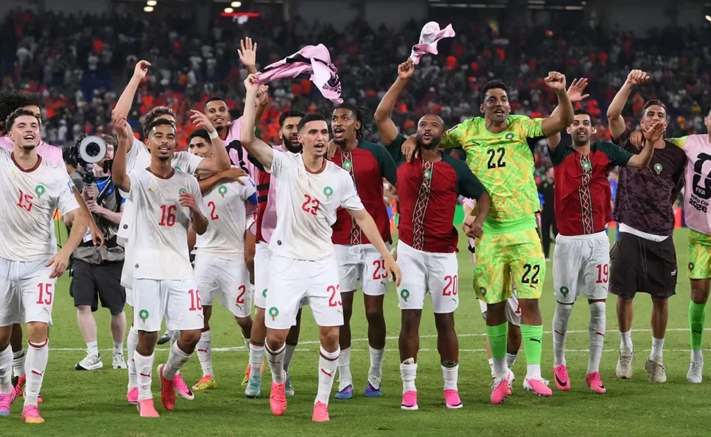 Selebrasi skuad Maroko (fifa.com)