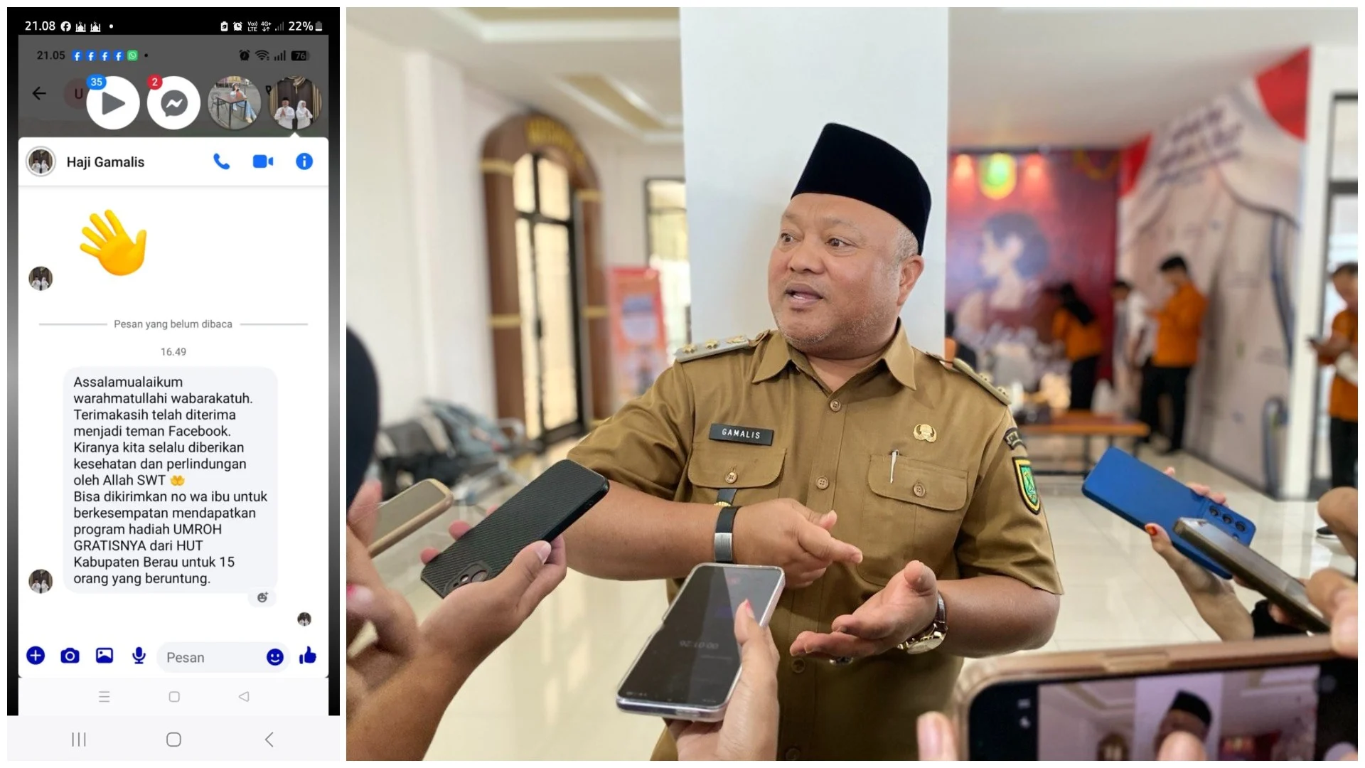 Namanya Dicatut Penipu dengan Iming-iming Hadiah Umrah Gratis, Wabup Gamalis: Itu Penipuan!