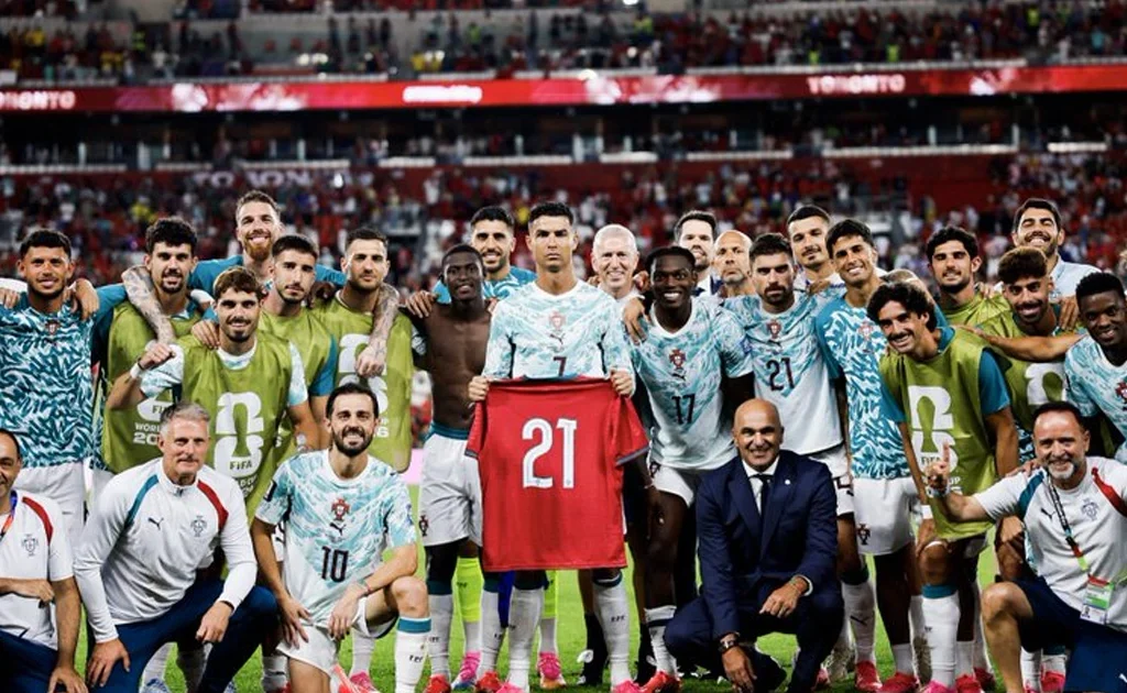 Skuad Portugal foto bersama dengan nomor punggung Diogo Jota (X/@selecaoportugal)