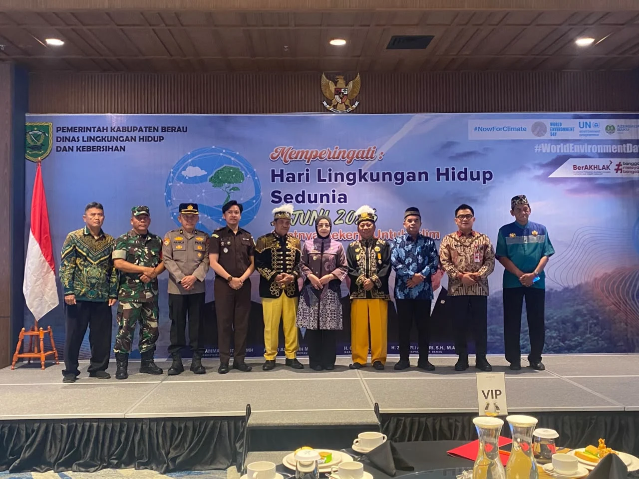 Bupati Berau, Sri Juniarsih, saat puncak peringatan Hari Lingkungan Hidup Sedunia di Hotel Mercure Tanjung Redeb, Kamis (6/8/2026).