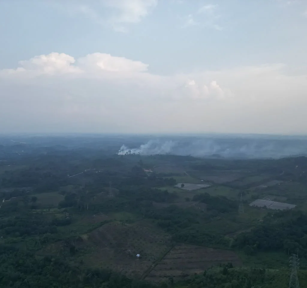 Salah satu titik api karhutla Berau yang terpantau dari udara di Kecamatan Sambaliung, Jumat (21/8/2026). (BT)