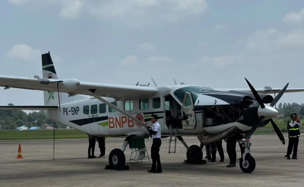 Pesawat jenis Cessna Grand Caravan yang disiapkan BNPB untuk OMC di Berau (Zuhrie/BT)