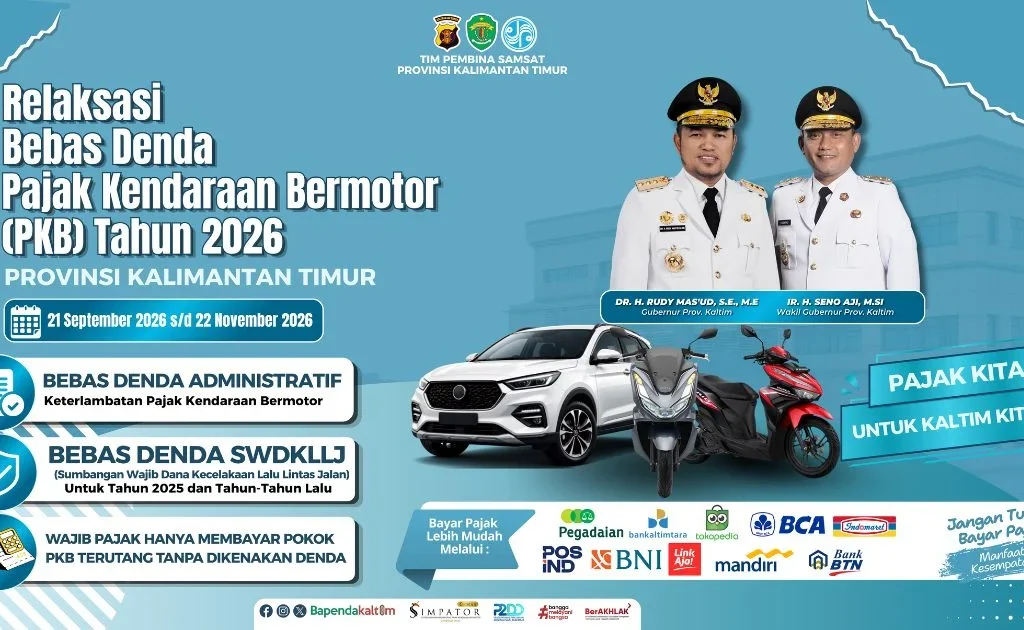 Pengumuman program pembayaran PKB bebas denda Pemprov Kaltim. (Bapenda Berau)