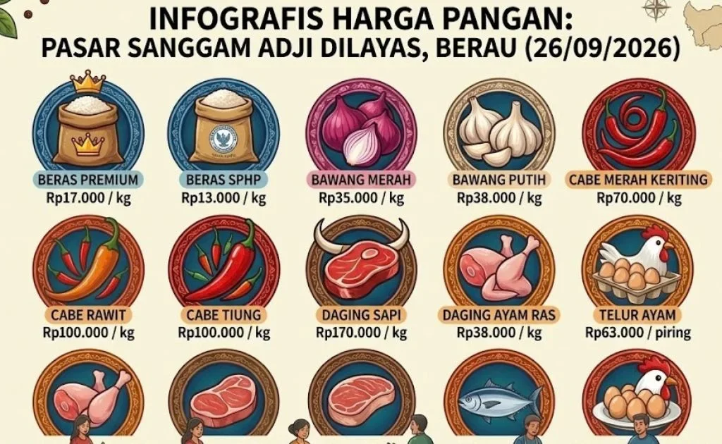 Ilustrasi harga pangan pokok di pasar lokal Berau. (gemini AI)