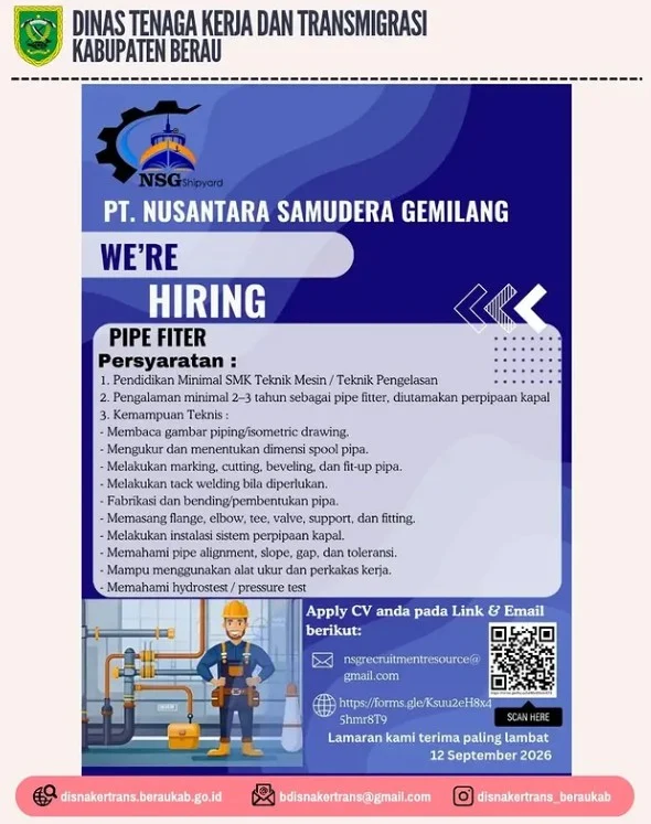 Syarat lamaran kerja PT Nusantara Samudera Gemilang