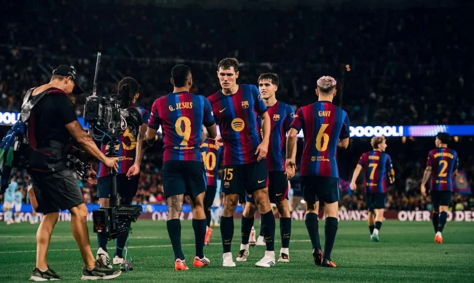 Selebrasi skuad Barcelona. (fcbarcelona.com)