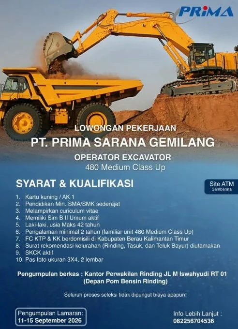Syarat lowongan kerja PT Prima Saran Gemilang. (instagram/@dinsakertrans_beraukab)