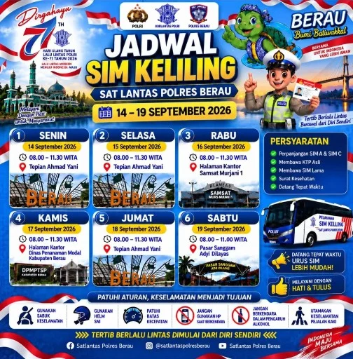 Jadwal SIM Keliling Satlantas Polres Berau. (instagram/@satlantas_polres_berau)