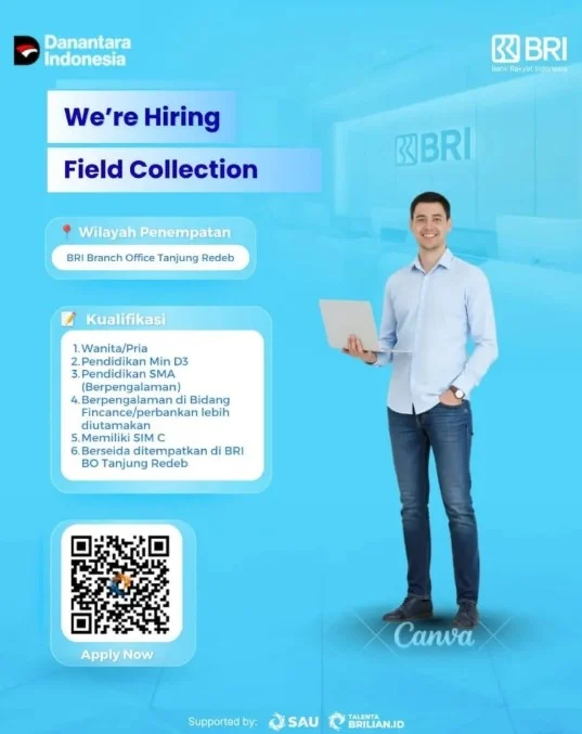 Syarat dari BRI untuk posisi field collection. (instagram/@disnakertrans_beraukab)