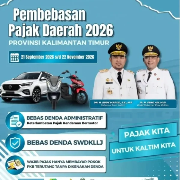 Pengumuman pembebasan pajak daerah 2026 Pemprov Kaltim. (instagram/Samsat Berau)