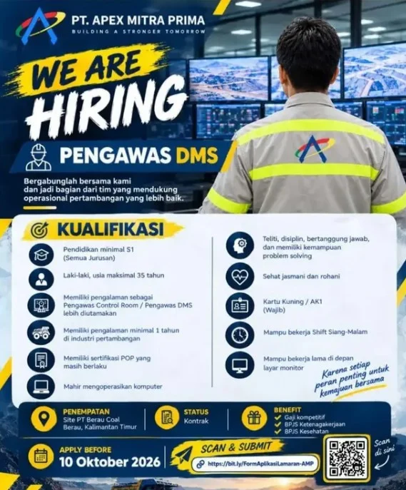 Pengumuman Disnakertrans untuk lowongan kerja di PT AMP. (IG: @Disnakertrans_beraukab)