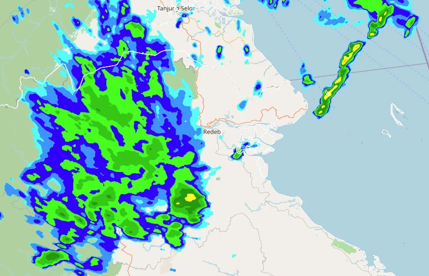 Citra radar BMKG Stamet Kalimarau, mayoritas kawasan dikelilingi awan konvektif. (BMKG Stamet Kalimarau)