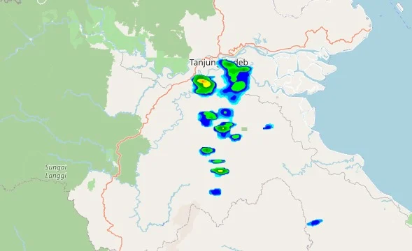 Citra radar cuaca BMKG Stamet Kalimarau untuk kawasan Berau. (BMKG Stamet Kalimarau)