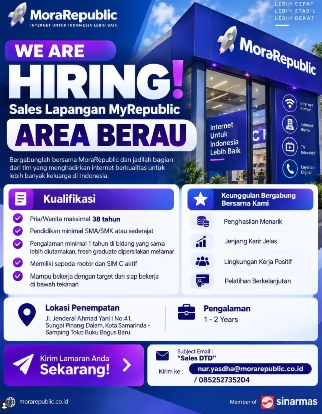 Syarat lowongan pekerjaan Mola Republic. (instagram/@infolokerberau)