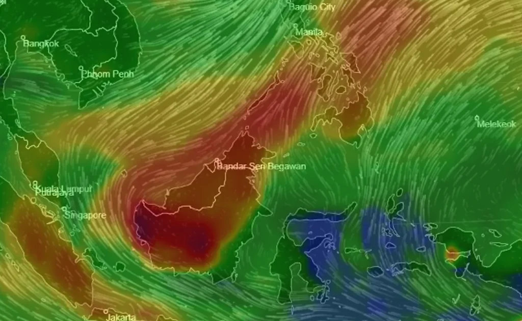 Peta persebaran kabut asap di wilayah ASEAN (iqair.com)