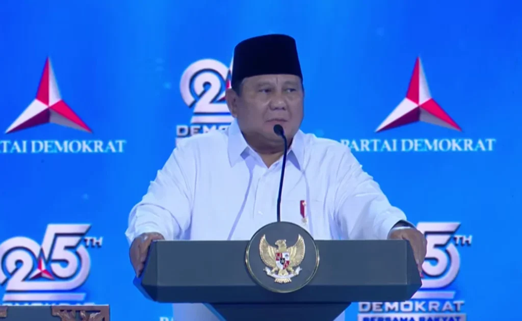 Presiden Prabowo di HUT Partai Demokrat (YouTube/Partai Demokrat)
