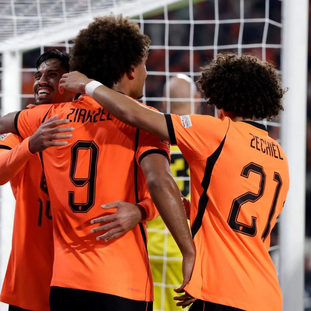 Selebrasi skuad timnas Belanda. (x/@Netizenbola123)
