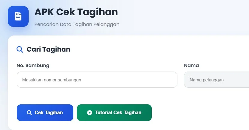 Tampilan layar ketika hendak melakukan pengecekan jumlah tagihan langgan Perumda Air Minum Batiwakkal. (perumda batiwakkal)