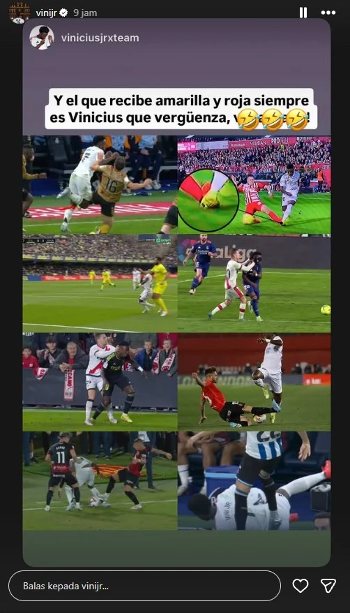 Postingan story instagram Vinicius Junior. (IG: @vinijr)