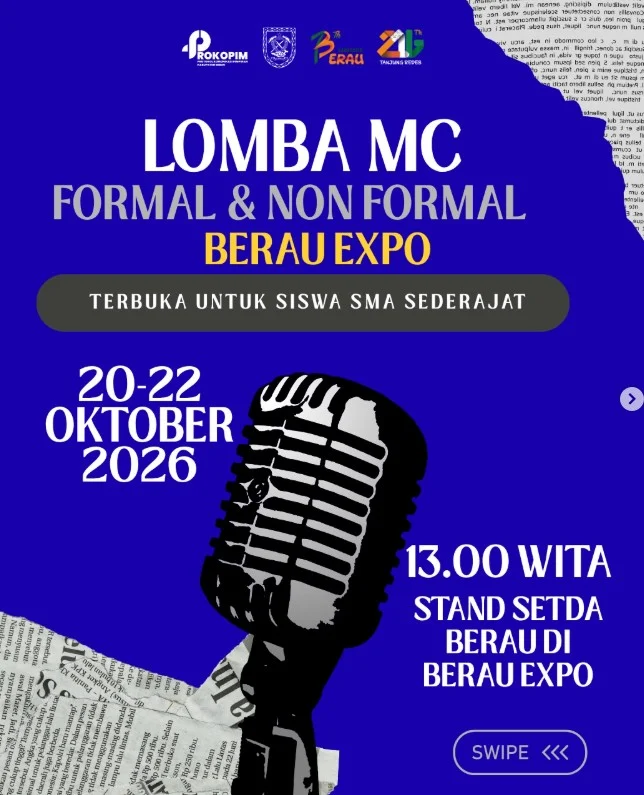 Pengumuman lomba MC di Berau EXPO 2026. (IG: @prokopim_berau)