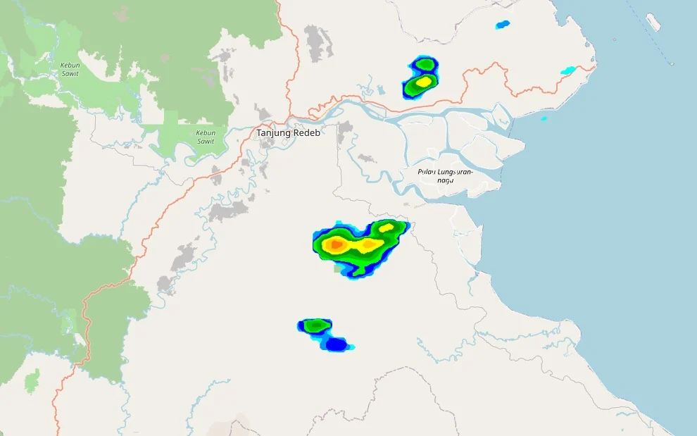 Citra radar cauca di Kabupaten Berau. (BMKG Stamet Kalimarau)