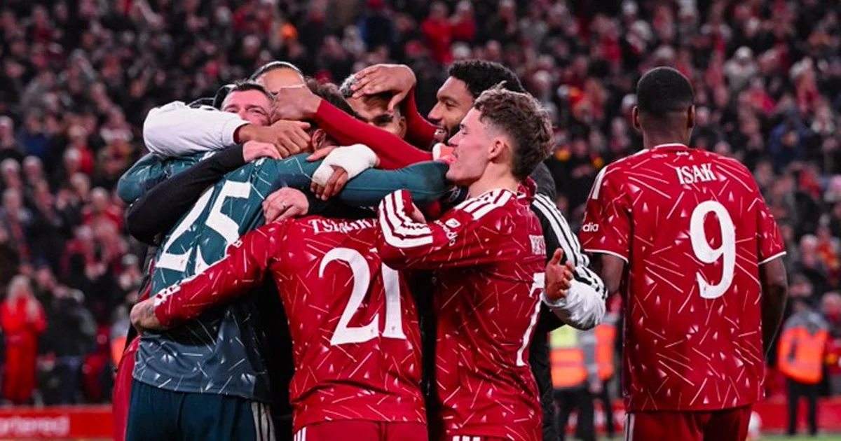 Selebrasi pemain Liverpool di Carabao Cup (X/@LFC)